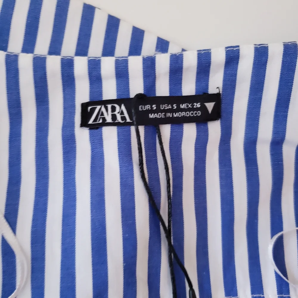 Zara Blue White Striped Blouse